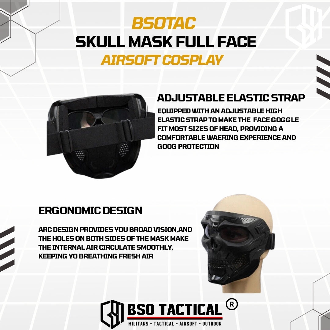 Masker Skull Tactical Outdoor Mask Topeng Full Face Tengkorak Mask for Outdoor Cosplay