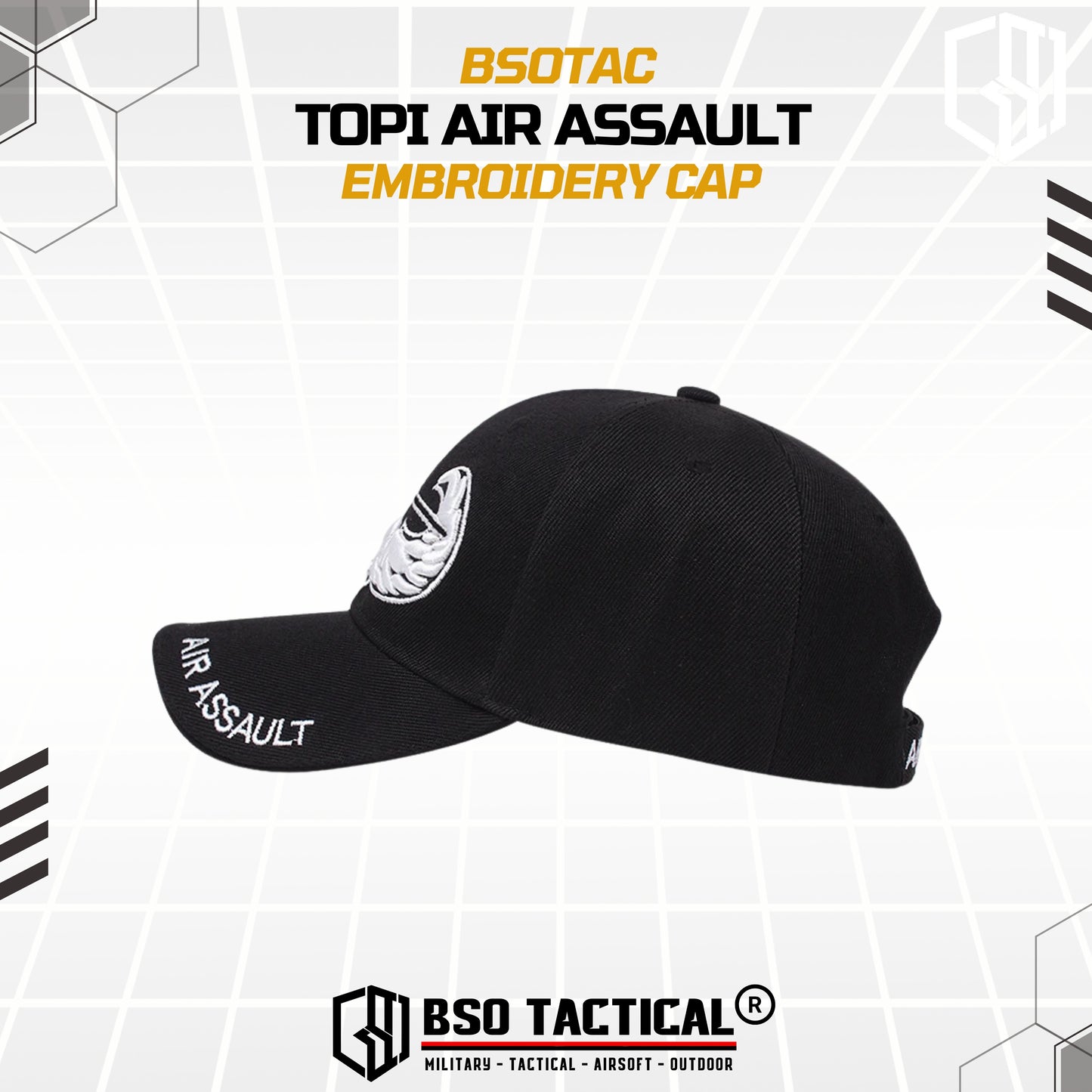 Topi Bordir Air Assault Tactical Hat Embroidery Cap Outdoor