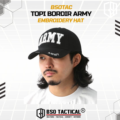 Topi Outdoor Bordir ARMY Embroidery Hat Casual Cap Adjustable Allsize