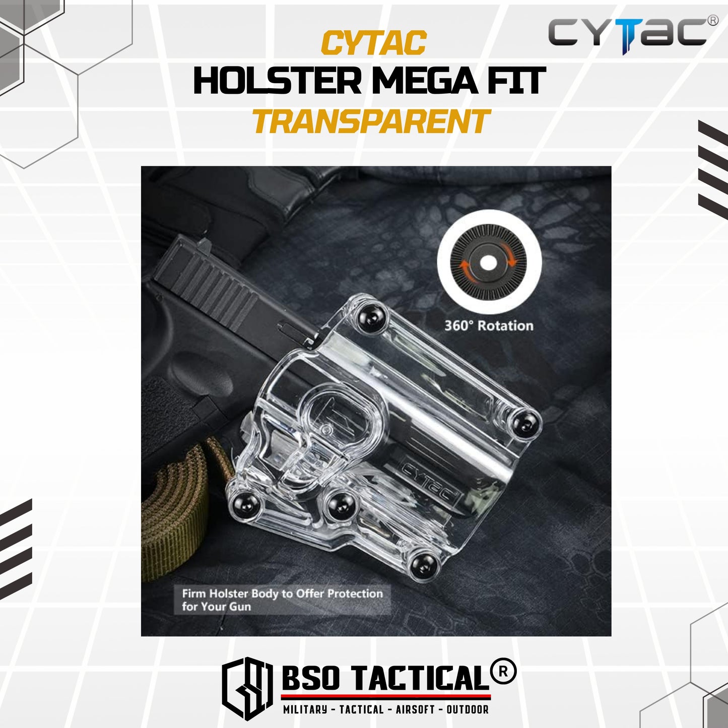 Cytac Holster Mega Fit Transparent Series NEW Universal ORI