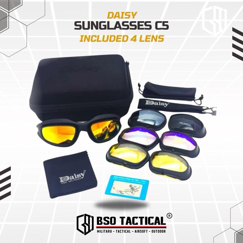 Kacamata Tactical Daisy C5 Outdoor Goggle Sunglasses 4 Lens