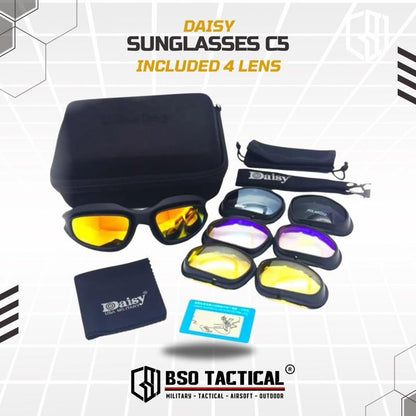 Kacamata Tactical Daisy C5 Outdoor Goggle Sunglasses 4 Lens