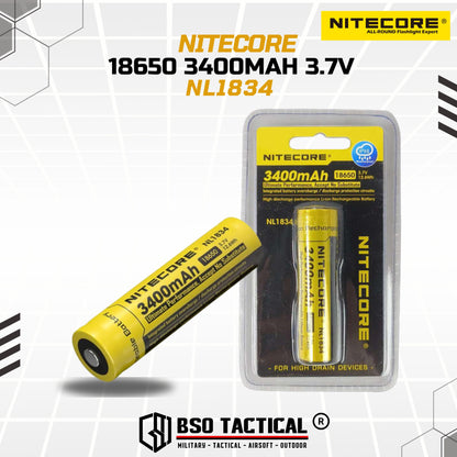 NITECORE Rechargeable 18650 Li-ion Battery 3400mAh 3.7V NL1834 ORI
