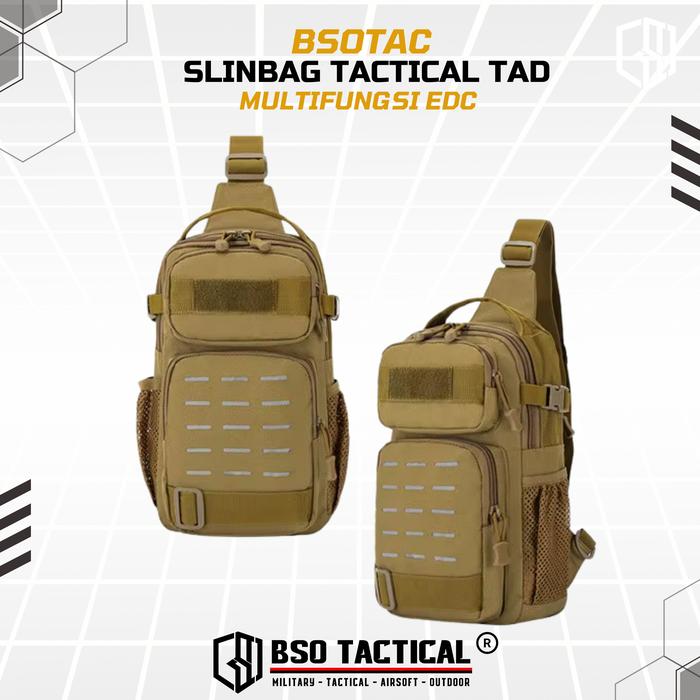 BSOTAC Tas Selempang Tactical Sling Bag EDC Casual Day Pack Laser Cut New Model dengan Kapasitas Besar dan Sistem MOLLE untuk Aktivitas Outdoor - Portable