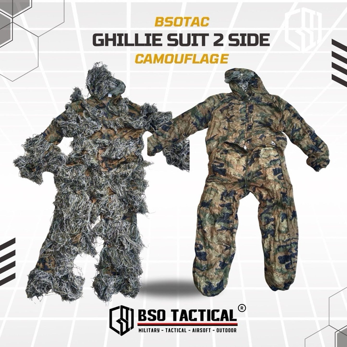 Baju Ghillie Suit 2 Side Tactical Outdoor Set Camo Sports