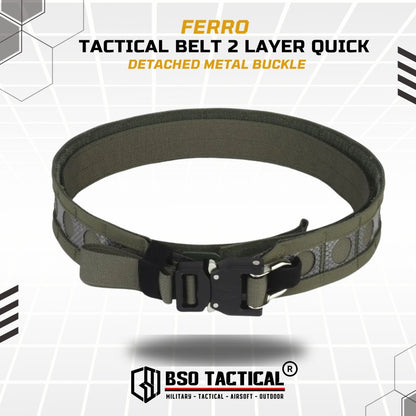 Ferro Style Bison Tactical Belt 2 Layer Quick Detach Metal Buckle IPSC Outdoor Multicam & Black 500D CORDURA Nylon Ringan dan Profil Rendah