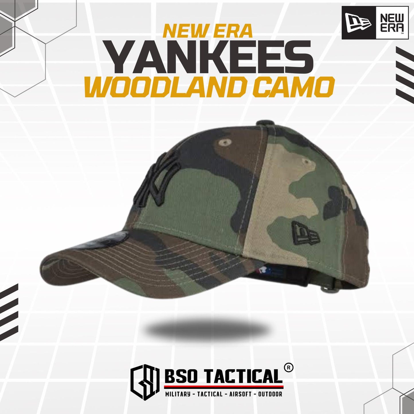 Topi New Era 9Forty New York Yankees Cap Woodland Camo ORIGINAL
