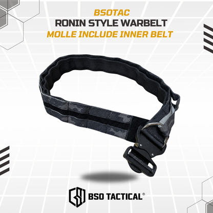 Ronin Style Warbelt Ikat Pinggang Outdooor Belt Molle 2 Layer dengan Buckle Alloy dan Sistem Molle untuk Perlengkapan Outdoor Outer Inner Belt