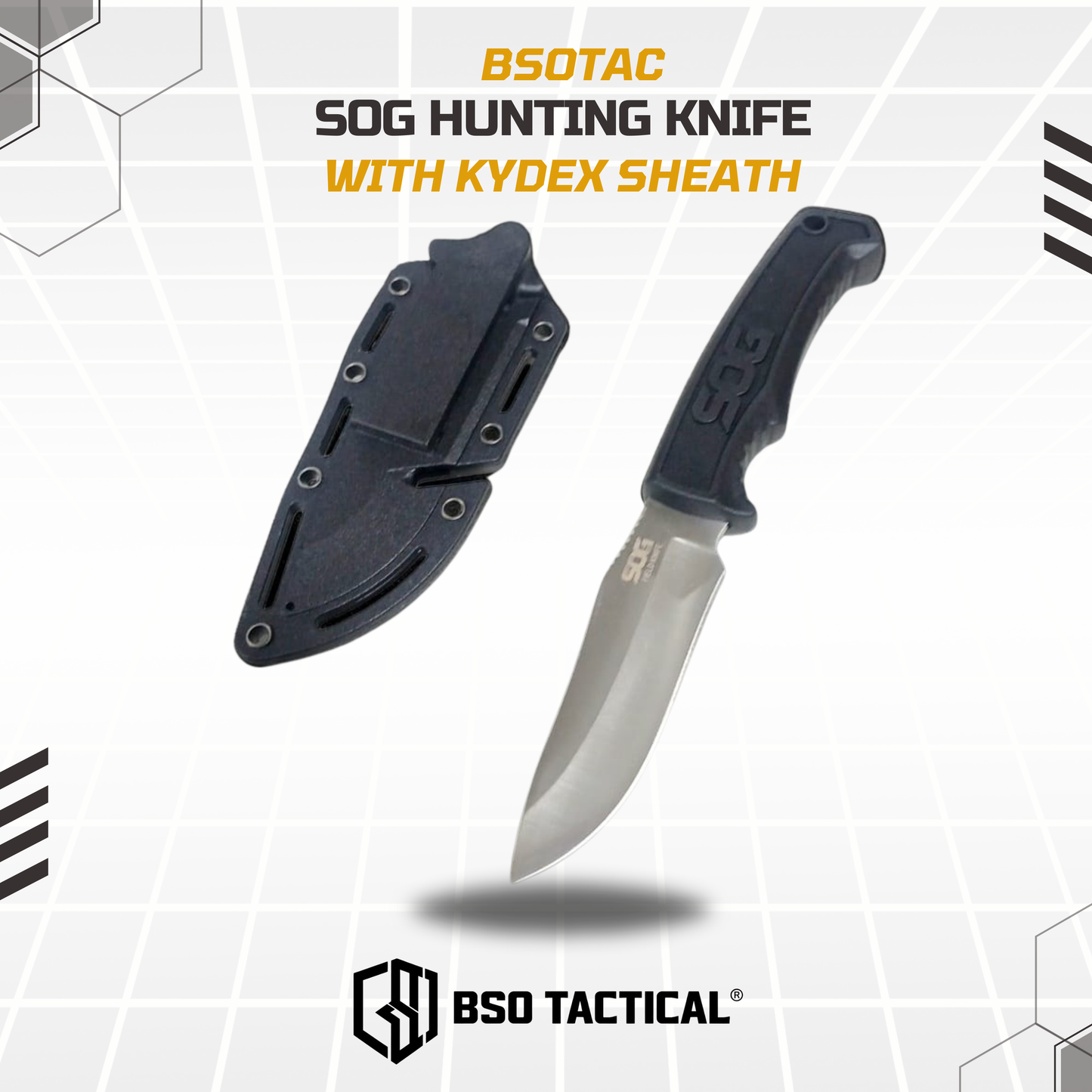 Pisau Hunting SOG with Kydex Sheath Outdoor Camping EDC Knife