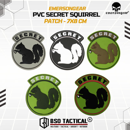 Emerson Gear Rubber Patch Secret Squirrel 3D Desain PVC TacticalPatch 7x8 cm Velkro Siap Pakai untuk Tas Jaket Topi Rompi - EM5548