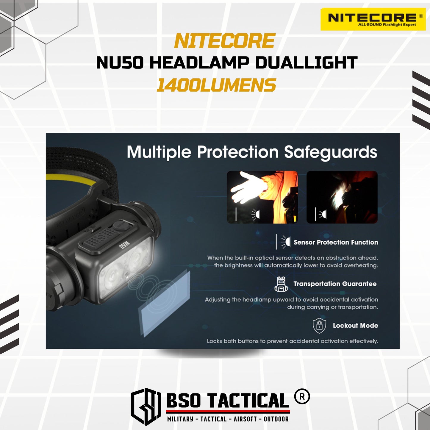 NITECORE NU50 Senter Kepala Headlamp Duallight IP68 1400LM 4000Mah - ORIGINAL