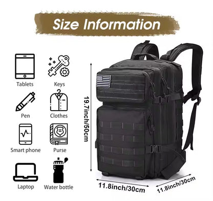 Tas Ransel Olahraga EDC 50L Backpack Outdoor Tactical Daily Bag Molle Multi Storage Gym Hyrox Camping Hiking 914