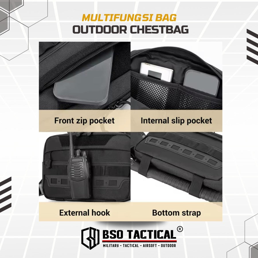 Tas Dada Tactical Chest Bag Multifungdi EDC Fishing Cycling Outdoor Multi Strap Portable
