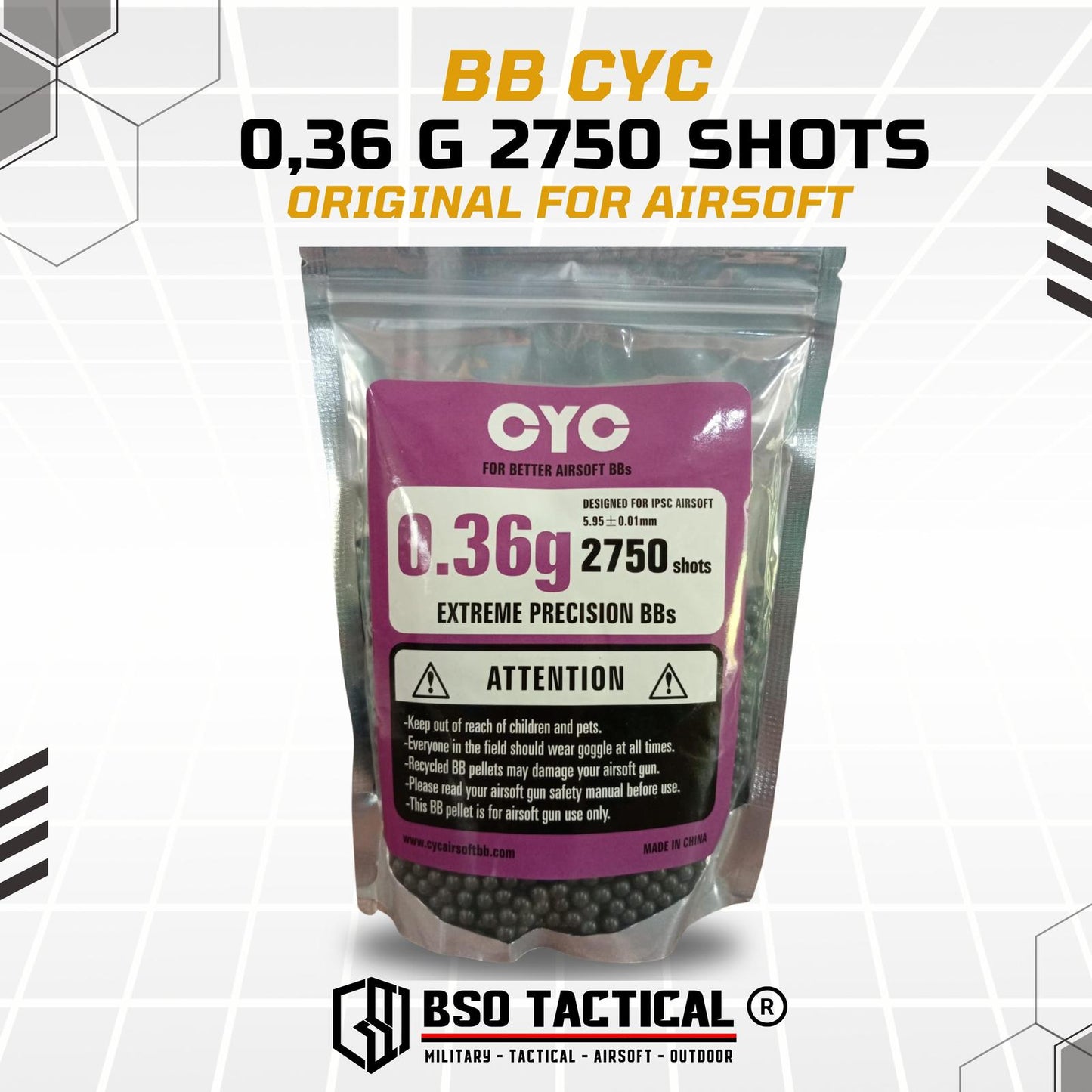 BB CYC 6mm 0.36 g 0,36 g 2700 Shots Original For Airsoft - ORIGINAL
