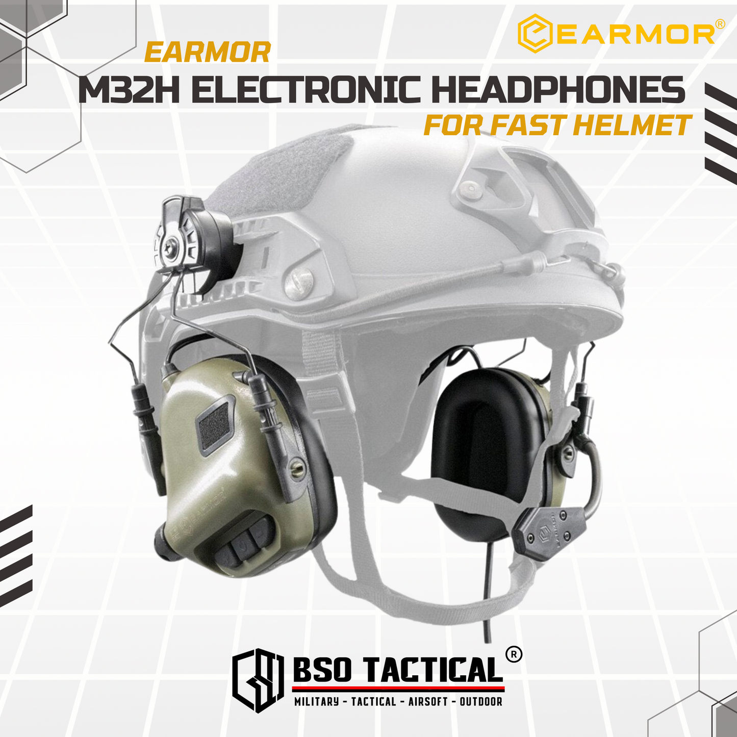 Earmor M32H Helmet-Mounted Tactical Headset ARC Rail
