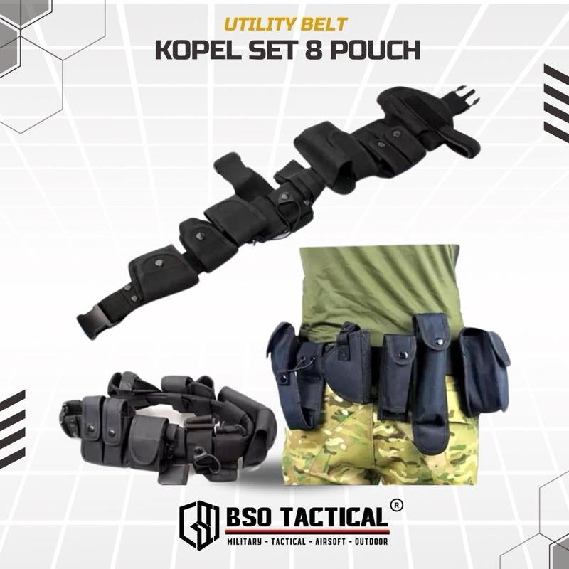 Ikat Pinggang Kopel Outdoor 8 Kantong Pouch Set Heavy Duty Utility Belt Organizer Multifungsi untuk Olahraga Luar Ruangan