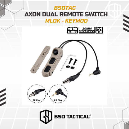 WADSN UN Tactical Axon Dual Remote Wire Control Pressure Switch for SF Flashlight 2.5 3.5 Crane Plug MLOK Keymod Picatinny