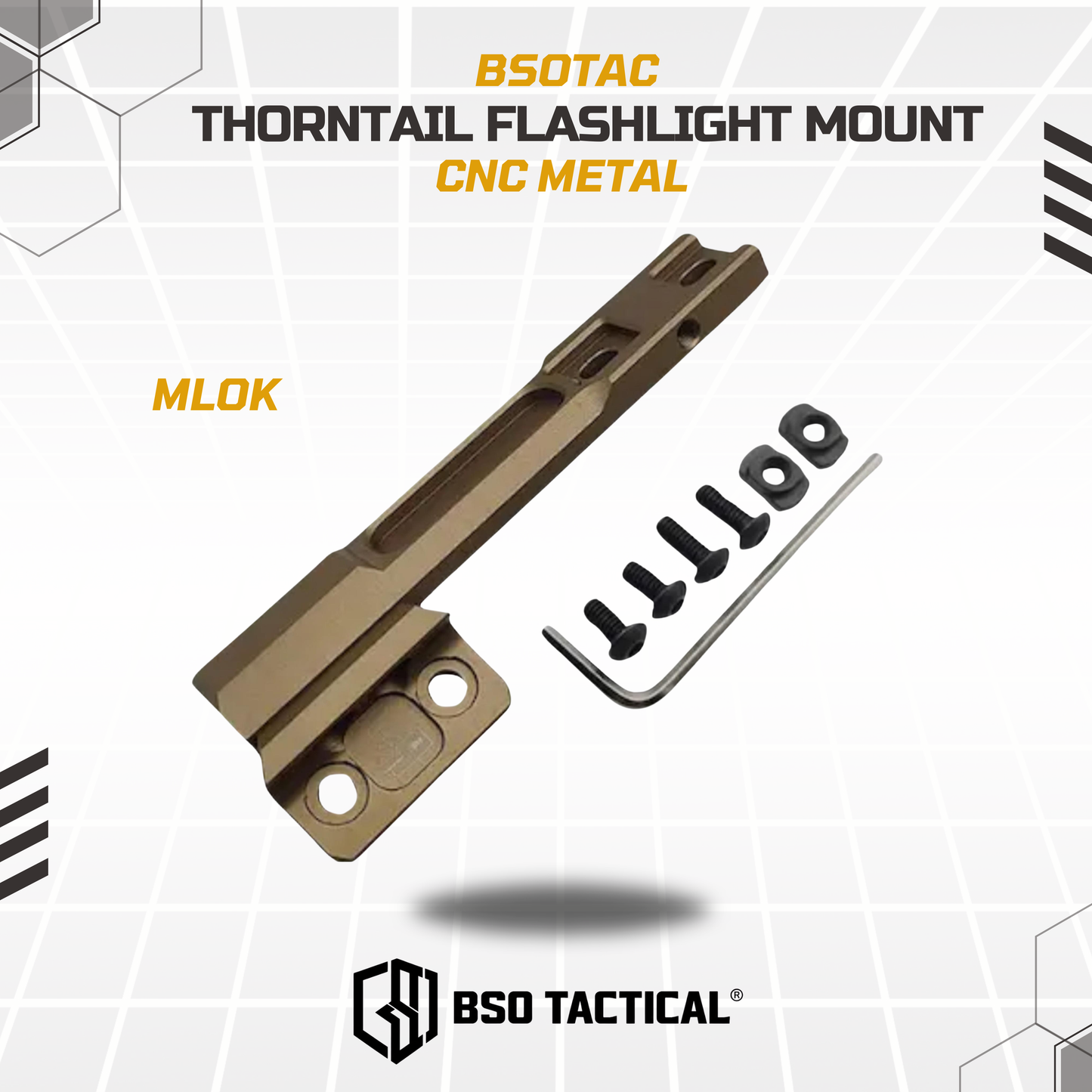 HS Thorntail Style Flashlight Mount Picatiiny Rail MLOK CNC for M300 M600