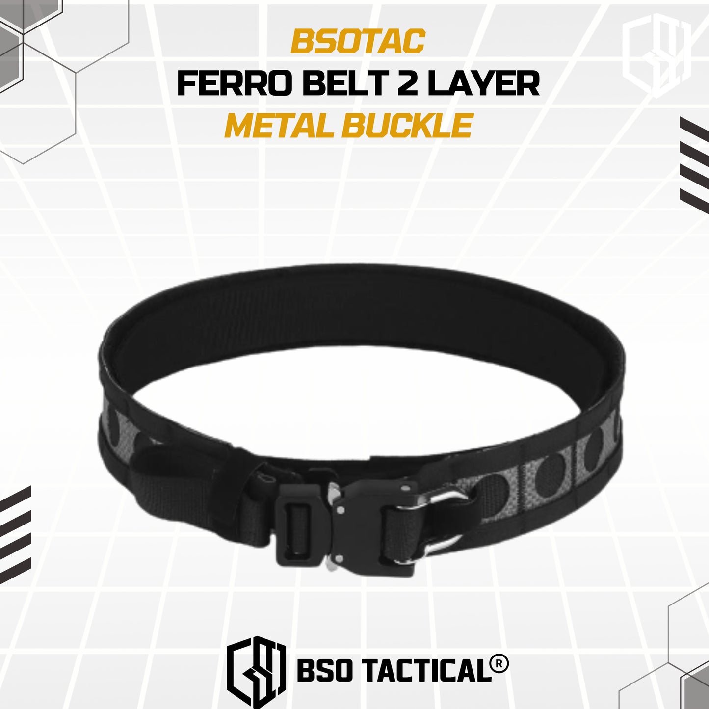 Ferro Style Bison Tactical Belt 2 Layer Quick Detach Metal Buckle IPSC Outdoor Multicam & Black 500D CORDURA Nylon Ringan dan Profil Rendah