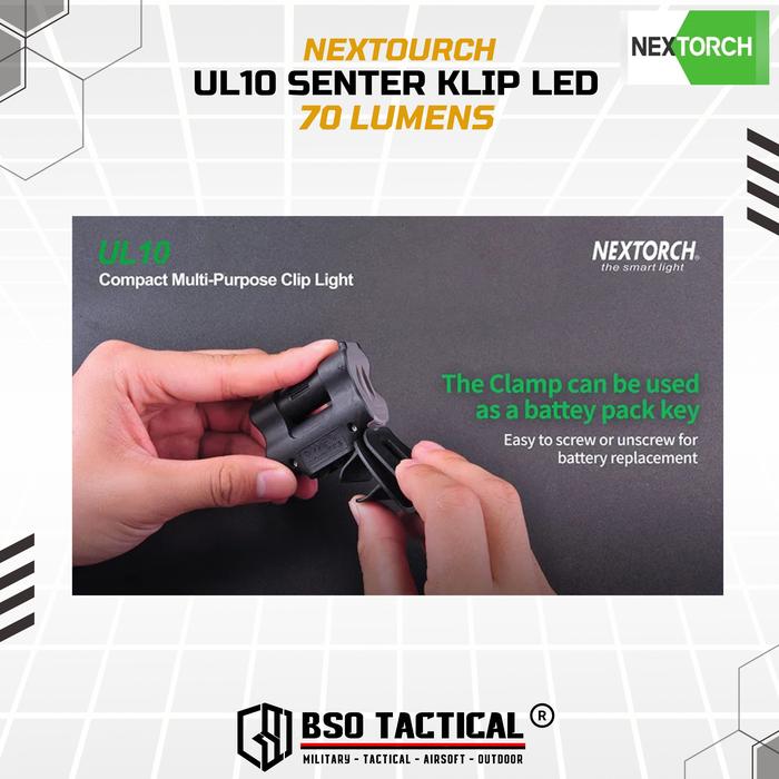 Senter Clip Nextorch UL10 Outdoor Flashlight LED Multifunction 70 Lm Baterai Lampu