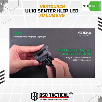 Senter Clip Nextorch UL10 Outdoor Flashlight LED Multifunction 70 Lm Baterai Lampu