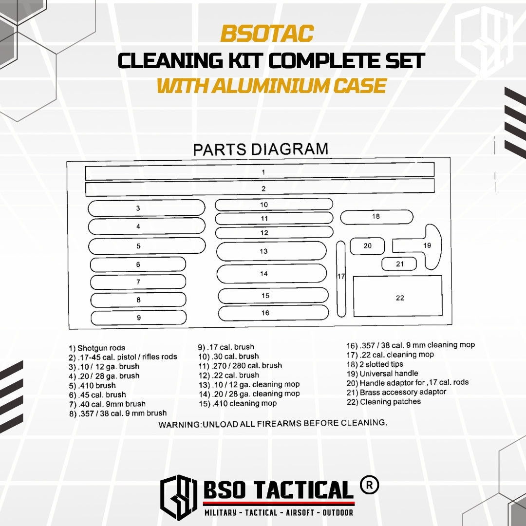 Cleaning Kit Tactical for Barrel Cleaner Complete Set with Alumuniun Case Outdoor