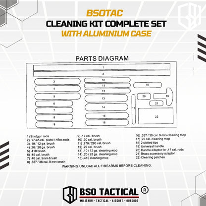 Cleaning Kit Tactical for Barrel Cleaner Complete Set with Alumuniun Case Outdoor