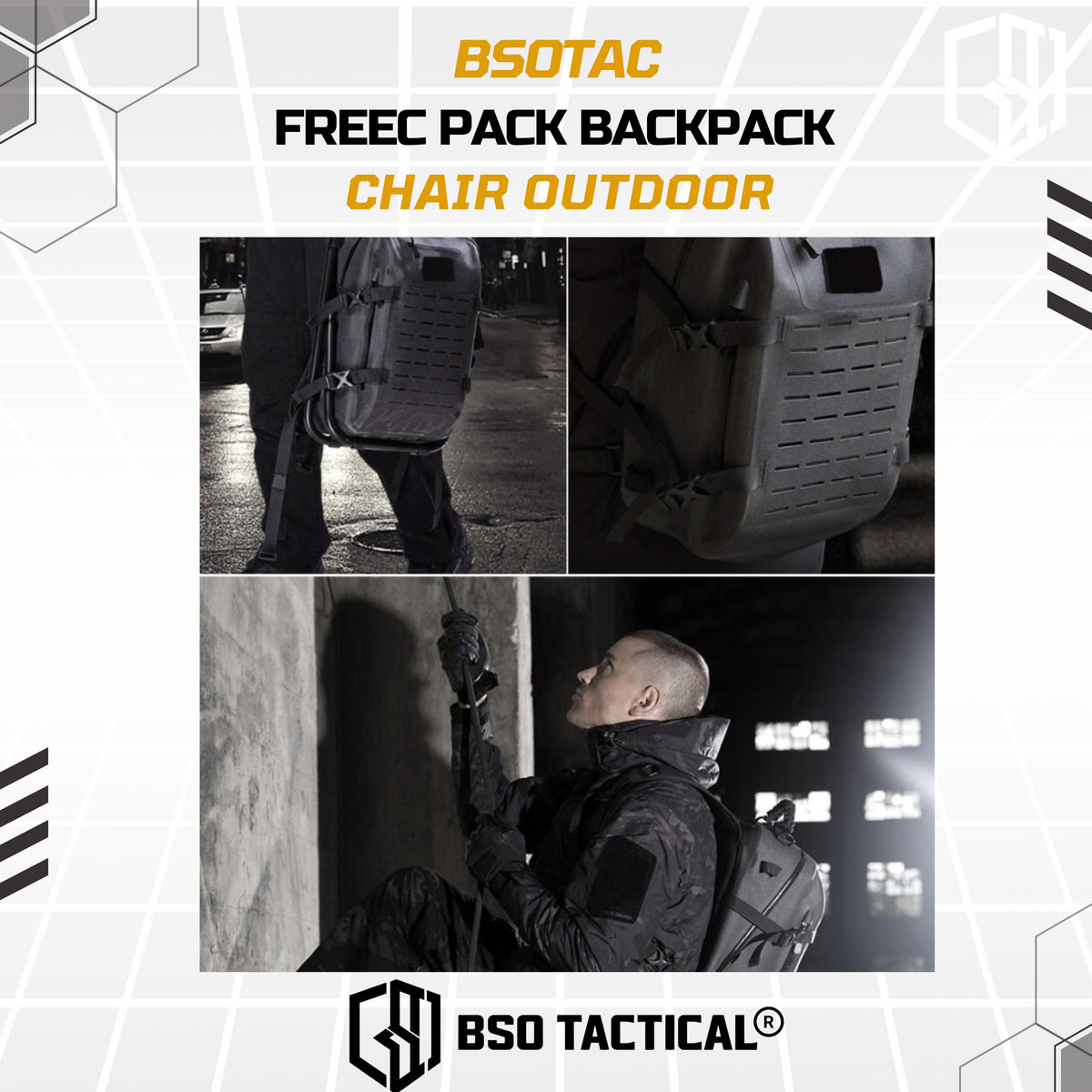 Freec Pack Tactical Outdoor Backpack Chair Camping Hiking Bag Molle