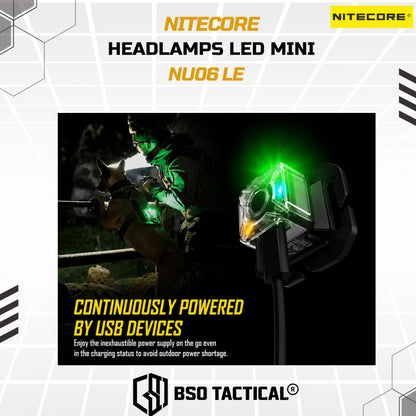 NITECORE Senter LED Mini Headlamp Rechargeable 15 Lumens - NU06 LE