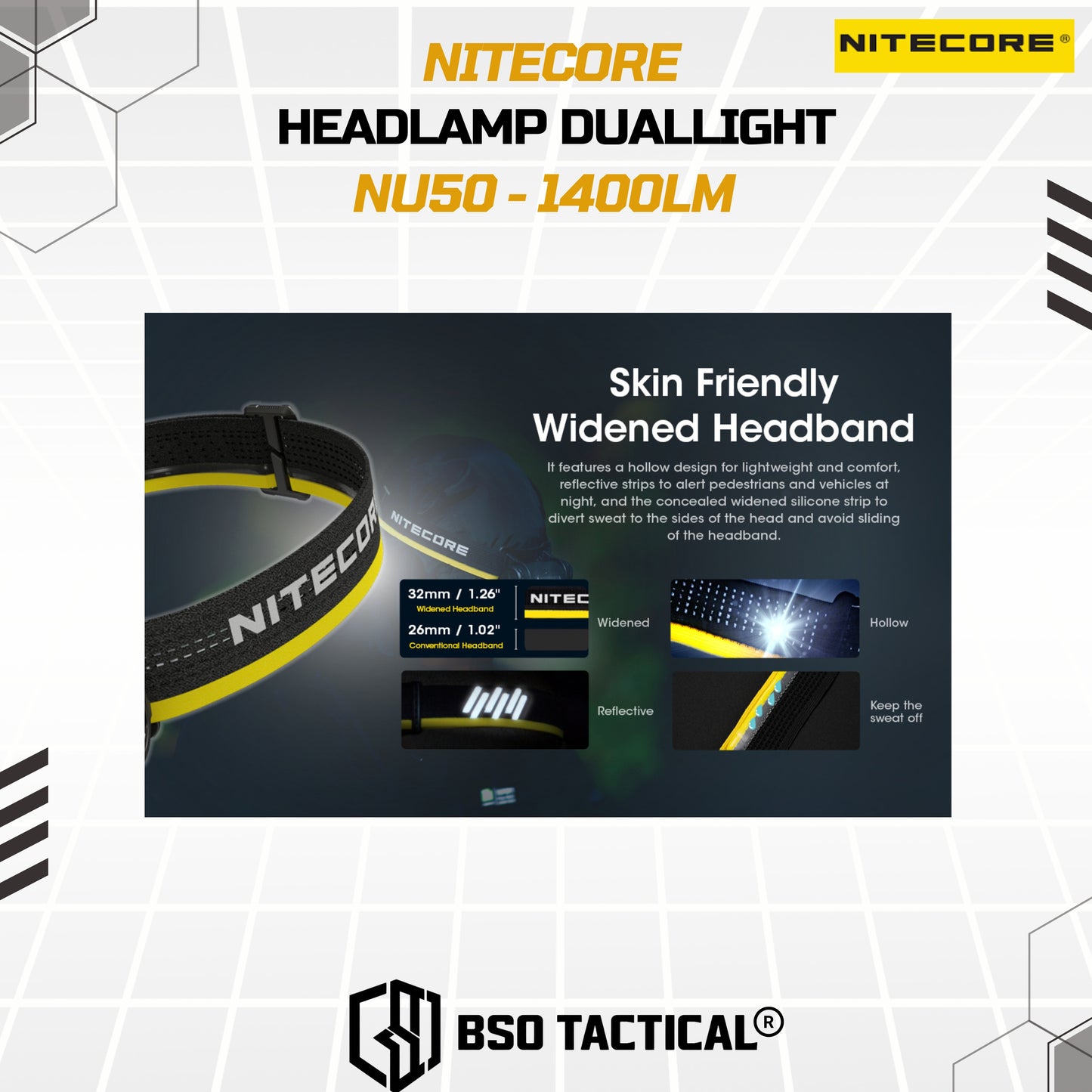 NITECORE NU50 Senter Kepala Headlamp Duallight IP68 1400LM 4000Mah - ORIGINAL