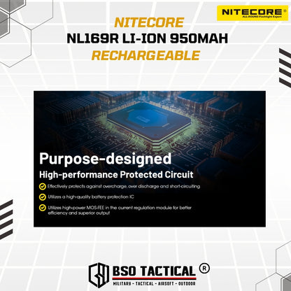 Nitecore CR123 16340 Battery Rechargeable USB C 3.6V 950Mah NL169R Baterai Charger