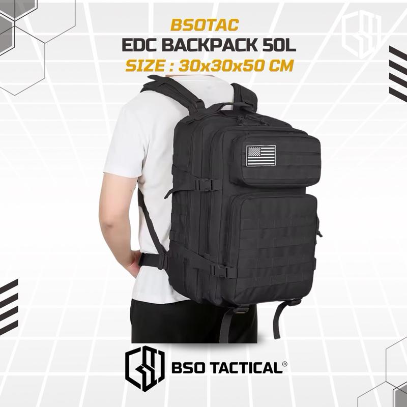 Tas Ransel Olahraga EDC 50L Backpack Outdoor Tactical Daily Bag Molle Multi Storage Gym Hyrox Camping Hiking 914