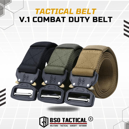 Ikat Pinggang Tactical Style V.1 Outdoor Duty Belt Metal Buckle Hitam dengan Bahan Nylon Quick Dry dan Desain Tanpa Lubang