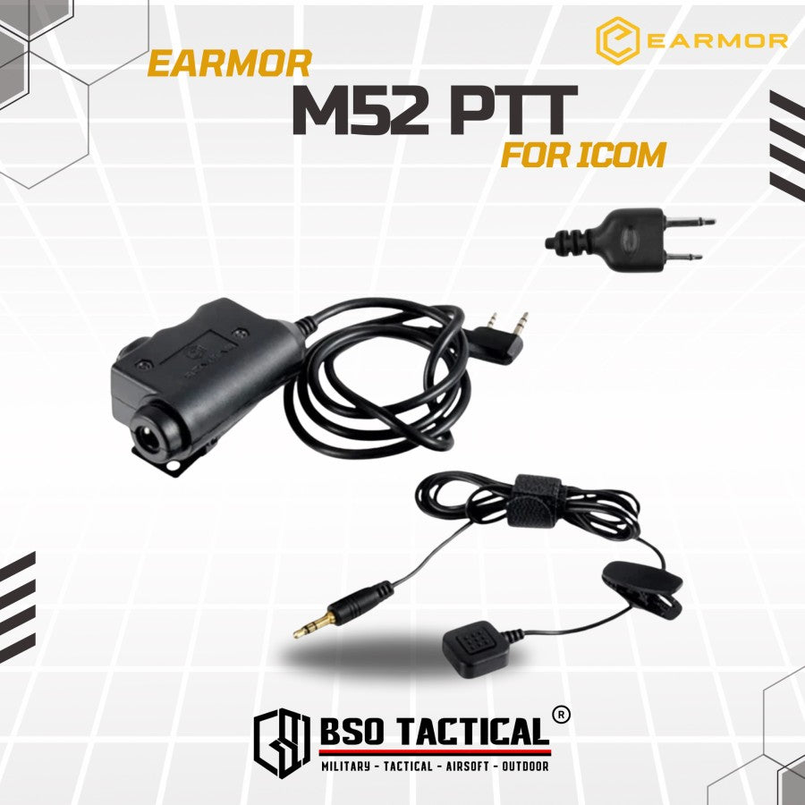 Earmor M52 Adapter PTT Versi Icom HT Push to Talk Earphone Walkie Talkie Communication