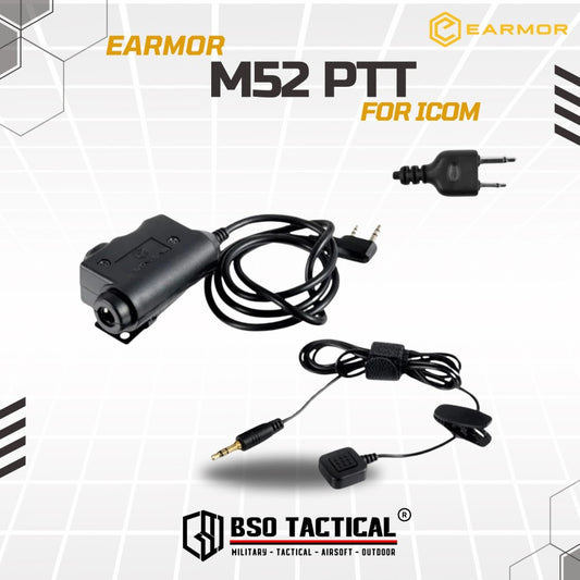 Earmor M52 Adapter PTT Versi Icom HT Push to Talk Earphone Walkie Talkie Communication