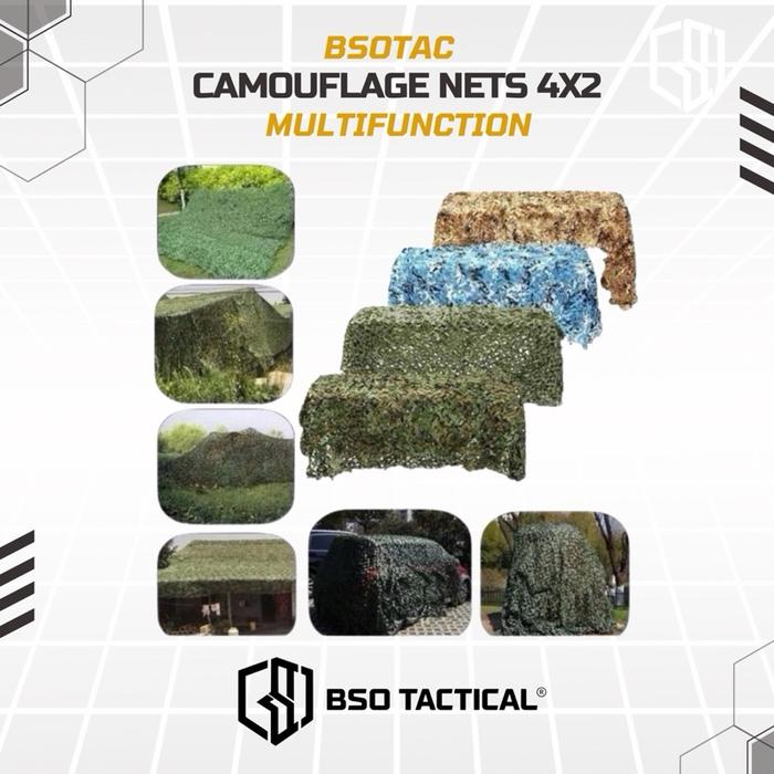 Kain Jaring Camouflage 4X2M Sarung Mobil Nets Camping Forest Outdoor Tent