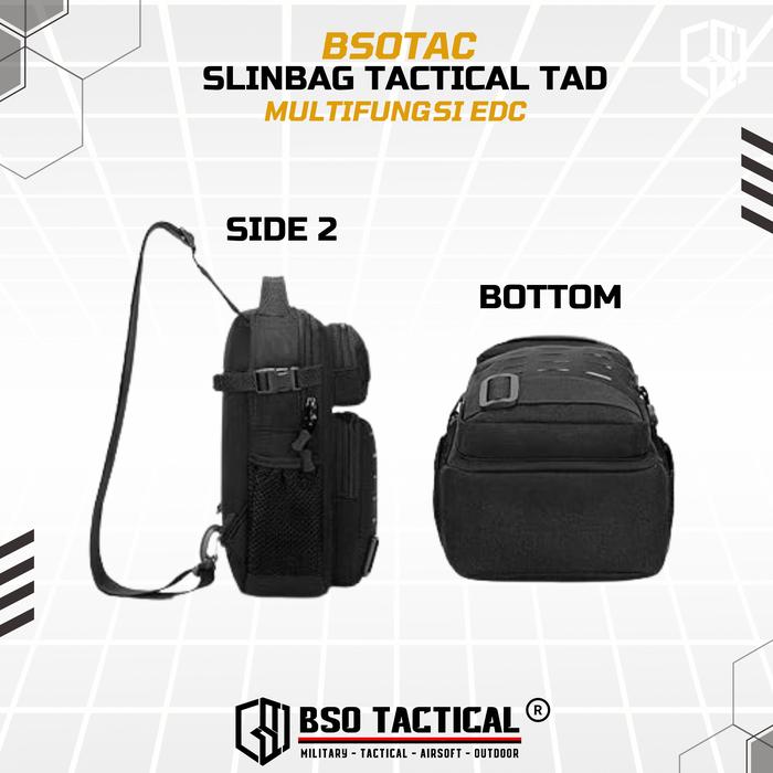 BSOTAC Tas Selempang Tactical Sling Bag EDC Casual Day Pack Laser Cut New Model dengan Kapasitas Besar dan Sistem MOLLE untuk Aktivitas Outdoor - Portable