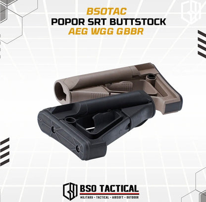 BD Tactical Popor SRT Style Polymer Buttstock Adjustable Position for AEG WGG GBBR