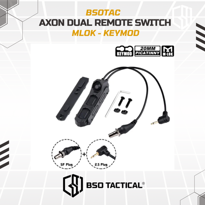 WADSN UN Tactical Axon Dual Remote Wire Control Pressure Switch for SF Flashlight 2.5 3.5 Crane Plug MLOK Keymod Picatinny