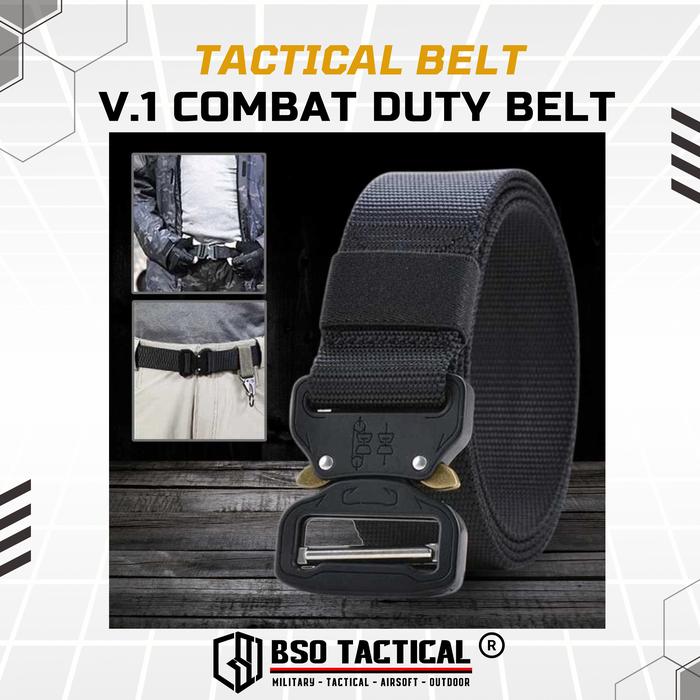 Ikat Pinggang Tactical Style V.1 Outdoor Duty Belt Metal Buckle Hitam dengan Bahan Nylon Quick Dry dan Desain Tanpa Lubang