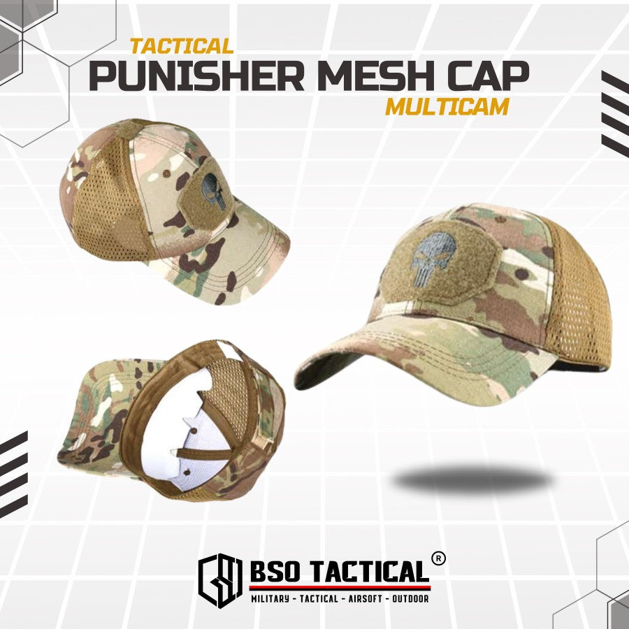 Topi Velkro Punisher Tactical Outdoor Mesh Hat Ripstop Allsize