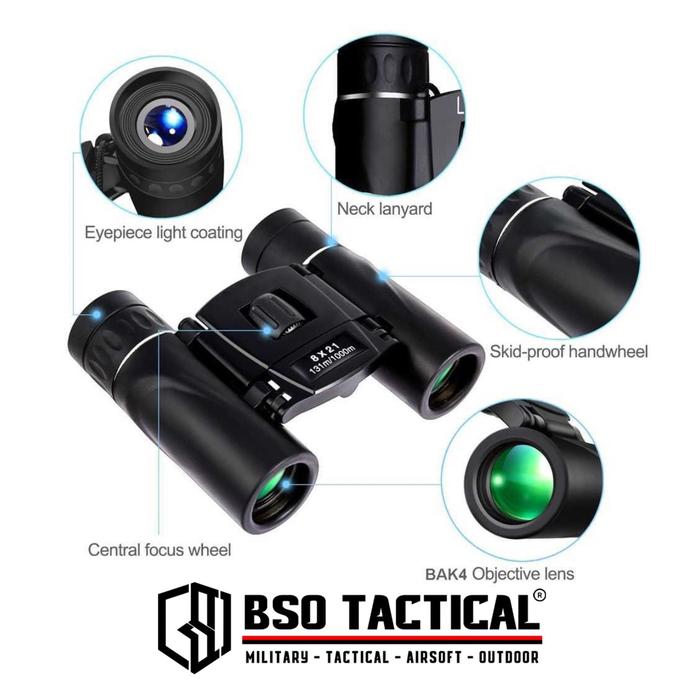 Teropong Binocular 8x21 Outdoor HD Camping Hiking Gear Compact Size