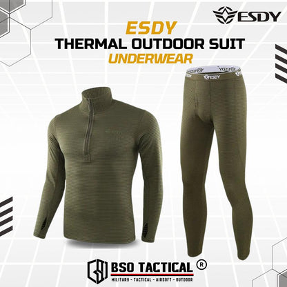 Baju Celana ESDY Tactical Outdoor Thermal Underwear Suit Compression Long John Kaos Pant Spandex Safety Handsock