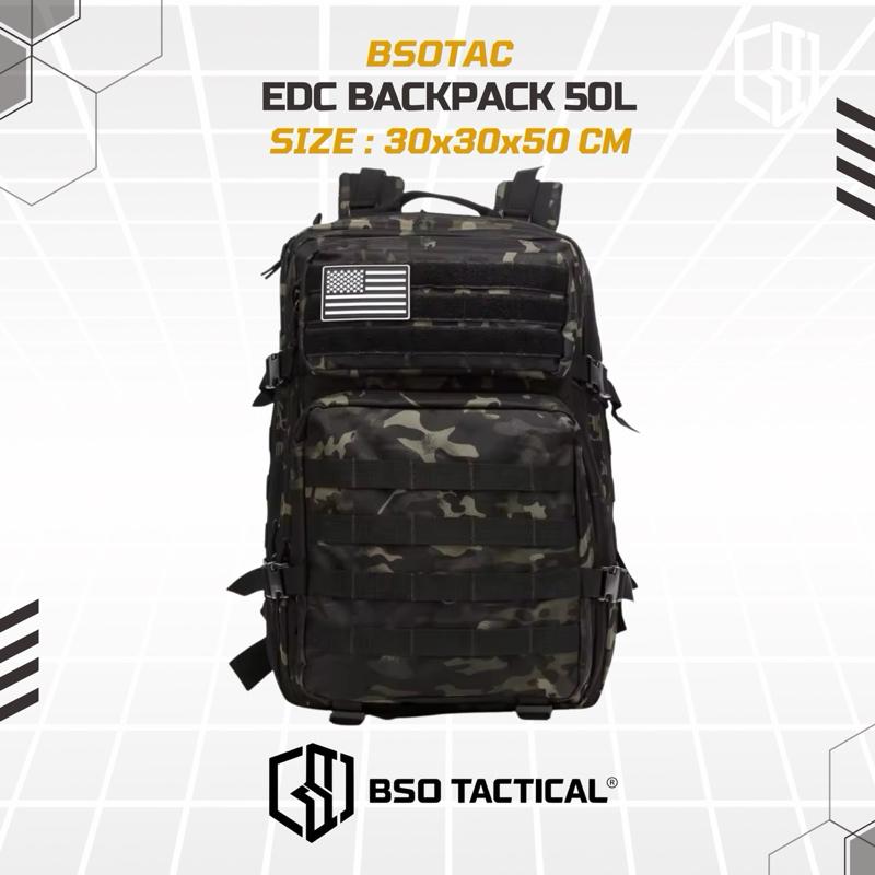 Tas Ransel Olahraga EDC 50L Backpack Outdoor Tactical Daily Bag Molle Multi Storage Gym Hyrox Camping Hiking 914