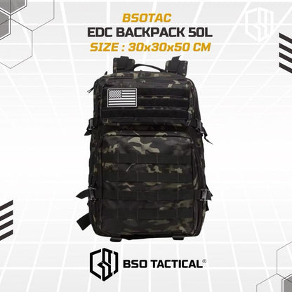 Tas Ransel Olahraga EDC 50L Backpack Outdoor Tactical Daily Bag Molle Multi Storage Gym Hyrox Camping Hiking 914