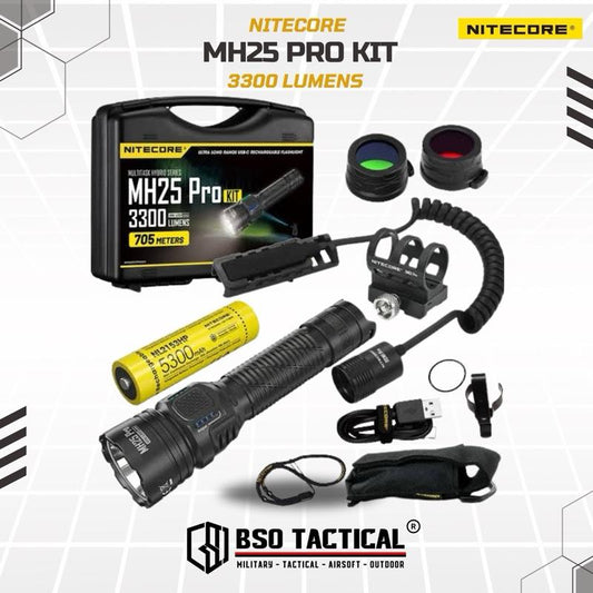 Nitecore MH25 PRO KIT Senter Tactical LED Flashlighg 3300 Lumens Complete Set