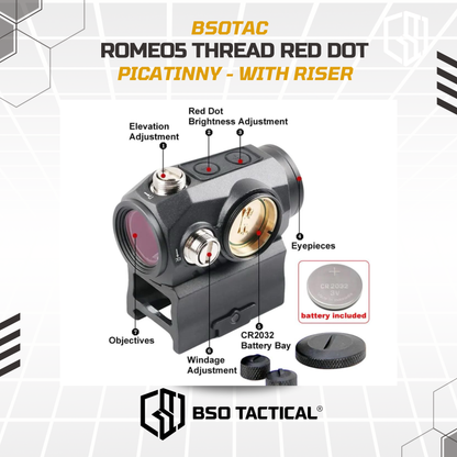 Red Dot Scope Romeo 5 Tread 2MOA Riser Low Mount CNC Picatinny