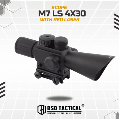 Scope M7 LS 4x30 with Red Laser Full Metal Picatinny Rail