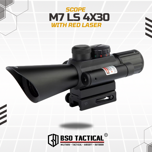 Scope M7 LS 4x30 with Red Laser Full Metal Picatinny Rail