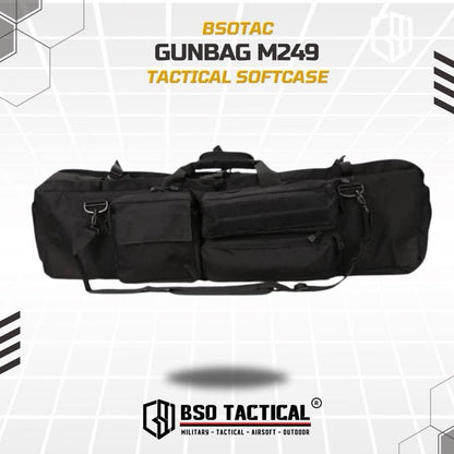 Tas Bag Long Case M249 Dinier 2 Slot Softcase Multifungsi Outdoor Tactical Gunbag dengan 3 Saku dan Tali Genggam Adjustable untuk Aktivitas Outdoor